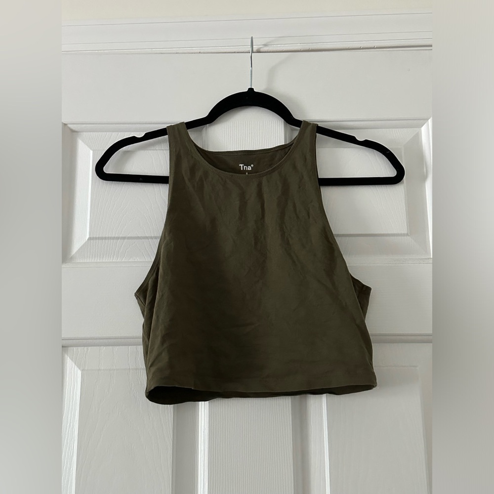 Aritzia TNA crop tank top in army green - size small
